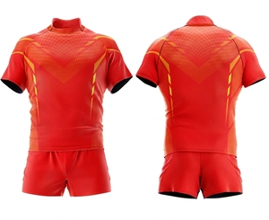 Conjunto de camiseta de rugby sublimada para hombre, manga corta, cuello alto, ajustada, que absorbe la humedad - Product Image 4