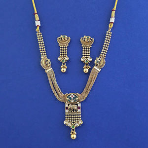 Joyería Hecha a Mano en India, Collar de Estilo Antiguo con Baño de Oro Mate 232260 - Product Image 1