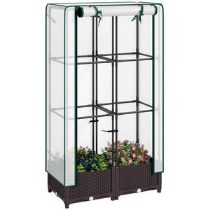 Jardinière de 31,5'' x 15,7'' x 48,8'' avec couverture en PE, serre pour jardins extérieurs - Product Image 1