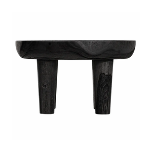 Contemporary Black Solid Suar <b>Wood</b> <b>Round</b> <b>Coffee</b> <b>Table</b> Tray Top Center <b>Table</b> Wabi-Sabi Style Hotel Project Furniture - Product Image 2