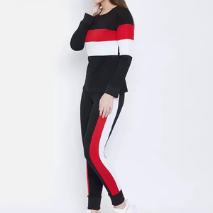 Conjunto Deportivo para Mujer con Bloques de Color, Sudadera Casual de Manga Larga con Cuello Redondo y Pantalones con Bolsillos Laterales - Product Image 3