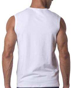 T-shirt sans manches pour homme en coton de qualité supérieure, logo personnalisé, coupe slim, t-shirt uni pour homme, t-shirts de sport - Product Image 3