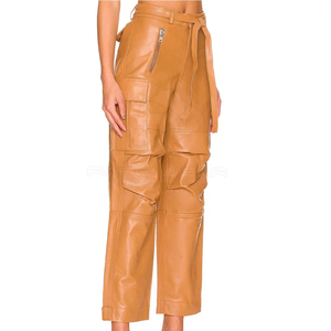 High Quality 100% Genuine Leather Women's Pants Custom Design & Logo Hot Sale Leather Trouser Sheep <b>Skin</b> Pants Whole Sale Price - Product Image 4