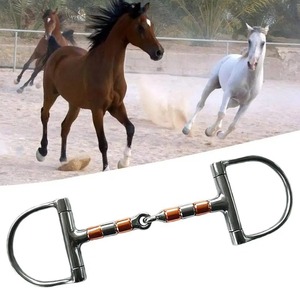 Horse Snaffle Bit D Ring Mouth Bit <b>Roller</b> With Copper Single <b>Joint</b> Horse Bit D-Ring Snaffle Bits For Equestrian Supplies - Product Image 3