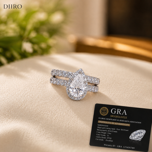 Pear Cut Moissanite Diamond Wedding Band <b>Ring</b> for Women and <b>Couple</b> GRA Certified VSS1 Clarity Diamond - Product Image 4