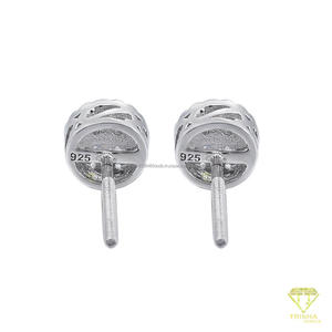Boucles d'oreilles glamour en diamants de laboratoire ronds, argent sterling 925, bijoux de luxe haut de gamme pour femmes - Product Image 3