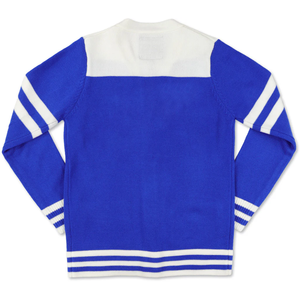 Cardigans tricotés à col en V pour hommes ZBP, bleu et blanc, à manches longues, en acrylique, avec fermeture boutonnée, pour l'automne, vente en gros, personnalisables - Product Image 3