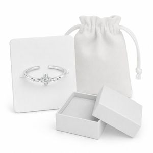Hypoallergenic 925 Sterling <b>Silver</b> Clover <b>Ring</b> with <b>Adjustable</b> Chain Band for Women Sensitive Skin Fine Jewelry - Product Image 3