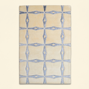 Alfombra DECORDEC Azure Link de Lana Azul Crema, Hecha a Mano, Antideslizante, Ecológica, de Pelo Largo, con Diseño Botánico Abstracto Moderno - Product Image 1