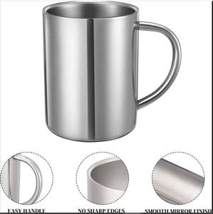 High Quality Stainless Steel Shatterproof Double Wall Coffee <b>Mug</b> With Comfortable Wider Handle Metal Tea Cups - Product Image 4
