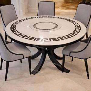 Mesa de Centro Redonda Contemporánea Hecha a Mano con Tapa de Mármol, Arte en Piedra Natural, Resistente al Agua y al Fuego, para Uso en Hoteles - Product Image 3