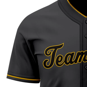 Charcoal Gray Baseball Jersey Short Sleeve Button <b>Down</b> Custom Team Uniform Breathable Athletic Sports Shirt - Product Image 4