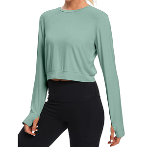 Vêtements de yoga à manches longues, doux et confortables, coupe ajustée et respirante, séchage rapide, haut de yoga pour femmes - Product Image 1