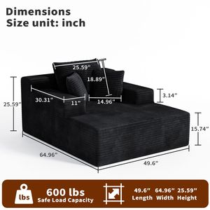 Divano Letto Reclinabile Moderno da 64,96 Pollici con Seduta Profonda, Extra Large, Rivestito in Velluto a Coste, per un Sonno Confortevole all'Interno - Product Image 4