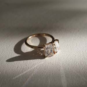 14K Gold IGI Certified Oval & Radiant Cut <b>Two</b> <b>Stone</b> Lab Grown Diamond Toi Et Moi <b>Ring</b> Custom Handmade Luxury Engagement <b>Ring</b> RTS - Product Image 5