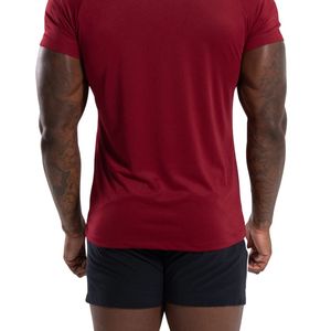 T-shirt de performance bordeaux pour homme en coton premium, coupe athlétique, col rond, pour la gym, l'entraînement et les loisirs - Product Image 4