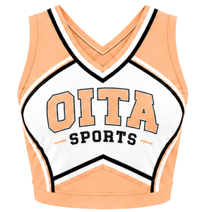 Ensemble uniforme de cheerleading pêche-orange : Crop top et jupe plissée pour compétition de danse d'équipe, tenue de performance sportive - Product Image 3