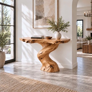 Table console en bois massif à bord naturel, artisanale, rustique, pour entrée, table d'appoint murale - Product Image 6