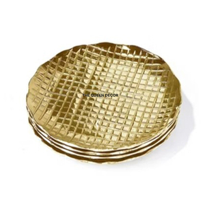 Posavasos Decorativos para Té y Café, Juego de Posavasos Metálicos de Color Dorado con Diseño Texturizado, Forma Redonda, para Uso en Restaurantes - Product Image 1