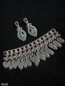 Classic American Diamond Bridal Jewelry Set Two-Piece <b>Necklace</b> <b>and</b> <b>Earrings</b> for Wedding Fashionable Classic Style - Product Image 4