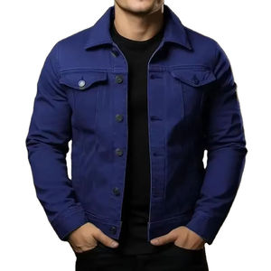 Vestes en jean pour hommes en gros, couleur unie personnalisée, col montant, respirantes, imperméables, fabriquées au Pakistan - Product Image 2