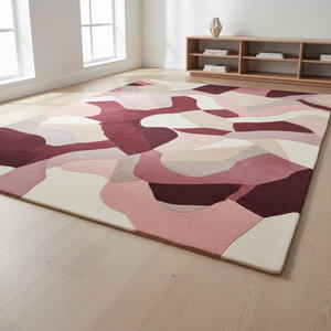 Modern Abstract Area Rug in Burgundy Blush & Mauve | Geometric Living Room Floor <b>Carpet</b> Teppich Trendy Floor Decor <b>Carpet</b> - Product Image 3