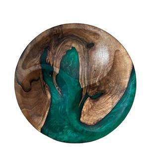 Design en résine vert foncé de luxe finition originale bol en bois de haute qualité décoration de table - Product Image 1