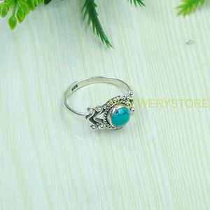 Bague en turquoise naturelle, argent sterling 925, faite à la main, style bohème tribal, bague statement vintage, bijoux pour femmes, bijoux de créateur, Noël - Product Image 2