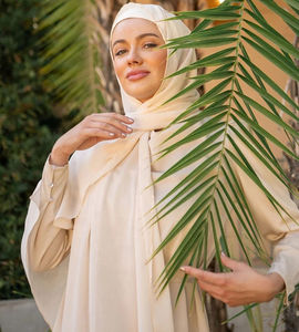 Robe longue droite en maille pour femme, style modeste, à manches amples plissées, devant ouvert, couleur personnalisable, coupe naturelle, pour femme musulmane - Product Image 4