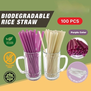 Pajitas de arroz biodegradables y desechables con multicolor - Product Image 2