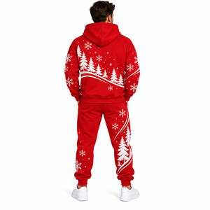 Custom <b>Men</b> <b>Christmas</b> Tracksuit Holiday Hoodie Graphic Jogger Sweatpants Set Solid Color Custom <b>Mens</b> Festive Sweat <b>Suit</b> - Product Image 2