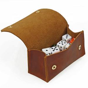 Leather Dice Cup <b>Box</b> Handmade Classic Style <b>Brown</b> <b>Storage</b> Case for 7pcs Dices Adult Use - Product Image 1