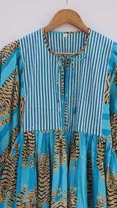 Vestido de Gasa de Algodón con Estampado de Tigre: Vestido Midi Mini |   Estilo Vintage |   Estilo Boho |   Vestido de verano de algodón |   Túnica - Product Image 2