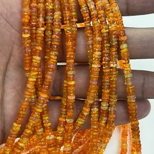 Ópalo de Fuego Natural de la India, Rajasthan, Color Naranja, Forma Rondelle Facetada, Cuentas de Piedras Preciosas Sueltas, Certificado CMA, Jaipurgemshouse, Superventas - Product Image 1
