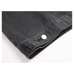 แจ็กเก็ตกางเกงยีนส์สำหรับเข้ารูปเสื้อแจ็กเก็ตยีนส์สีน้ำเงินย้อนยุควินเทจแฟชั่นถูกทำลาย - Product Image 6