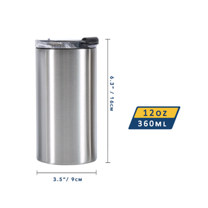 Acero inoxidable 12oz 360ml Can Cooler con tapas Tazas fáciles de sostener para viajar - Product Image 2
