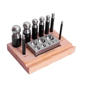 JIPSY Jewelers <b>Tools</b> 9 Pc Doming Block and Punch Set Steel Dapping Craft Metal Dapping Punch Set Block Jewelry Making <b>Tool</b> Kit - Product Image 4