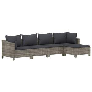 Conjunto de Muebles de Jardín Grandes en Ratán Sintético Gris con Acero con Recubrimiento en Polvo, Elegantes Muebles de Exterior - Product Image 3