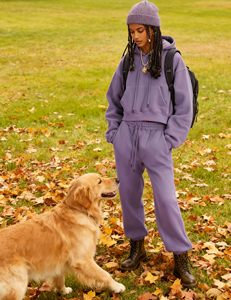 Conjunto de dos piezas de sudadera con capucha y cremallera para mujer, de algodón, estilo casual deportivo urbano, abrigo corto de ajuste holgado - Product Image 6