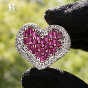 Anillo de Sello Personalizado de Corazón con Diamantes de Imitación Estilo Hip Hop - Anillo de Dedo Índice Chapado en Oro de 14K con Diamantes de Laboratorio - Product Image 4
