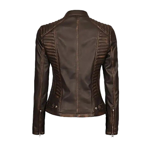 Chaqueta Bomber de Cuero Genuino Negro para Mujer, Transpirable, Corte Ajustado, Cierre de Cremallera, Forro de Seda Teñido Liso, Logotipo Personalizado, Precio de Fábrica - Product Image 5