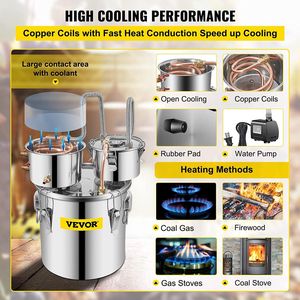 Kit di produzione di casa 5 Gal 19L distillatore di rame tubo di circolazione termometro incorporato 3 pentole In acciaio inox per attrezzature - Product Image 4