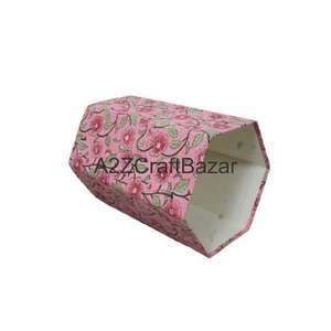 Poubelle élégante hexagonale pliable en coton et carton, faite à la main, imprimée, pour usage intérieur/extérieur, rue et bureau - Product Image 4