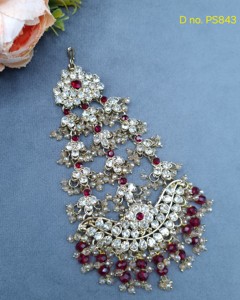 Pasa Jhumar artisanal pour mariée, pince à cheveux latérale, accessoires de coiffure, bijoux de mariage perlés de cristaux, ornement ethnique pour fêtes - Product Image 3