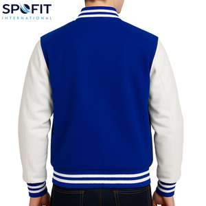 Vestes universitaires personnalisées en gros pour garçons, style streetwear épais, avec logo brodé, en laine et cuir véritable, pour hommes - Product Image 2