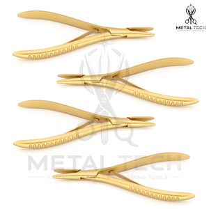 Pince de retrait d'extensions capillaires en acier inoxydable plaqué or mat, à mâchoires dentelées, pour l'ouverture de micro-anneaux et la dépose de liens, outil de salon en métal - Product Image 6