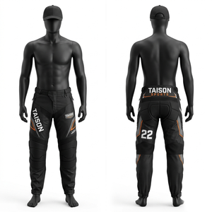 Premium 280 GSM Polyester Spandex <b>Paint</b> Ball Pant Gray Black Knee Panels Embroidery Print Custom Logo - Product Image 4