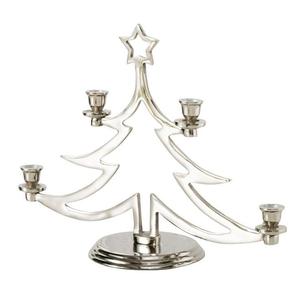 Elegante árbol de Navidad moderno de aluminio plateado, hecho a mano con base creativa y estrella en la parte superior. - Product Image 2