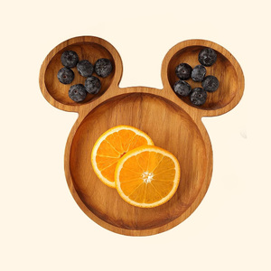 Mickey <b>Mouse</b> <b>Wooden</b> Serving Platter for Kids Plates Bear Shape Teak Wood Plate Custom Animal Plate for Serving Snack & Decor Use - Product Image 2