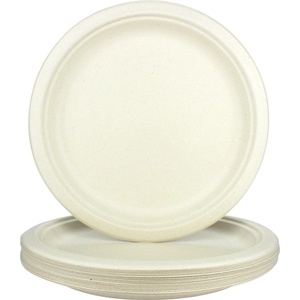 Assiettes durables en bagasse de canne à sucre de 6 pouces, compatibles micro-ondes et congélateur, jetables, pour collations et desserts, modèle 2026 - Product Image 1